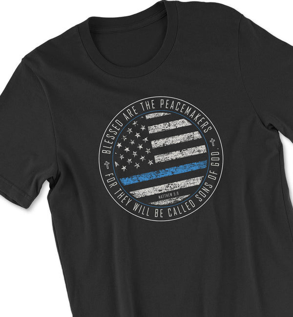 Blue Line Tshirt  - Blessed are the Peacemakers