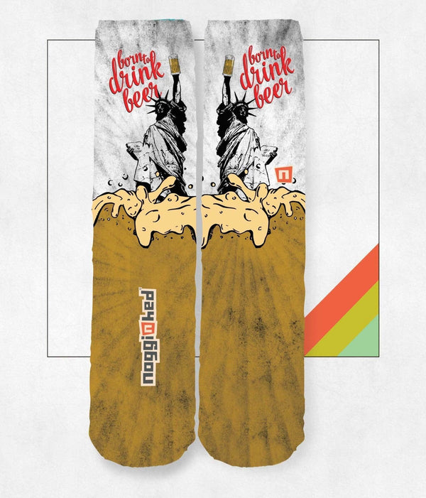 "BORN TO DRINK BEER " Knee Socks - HOT DEAL🔥 - NOGGINHED