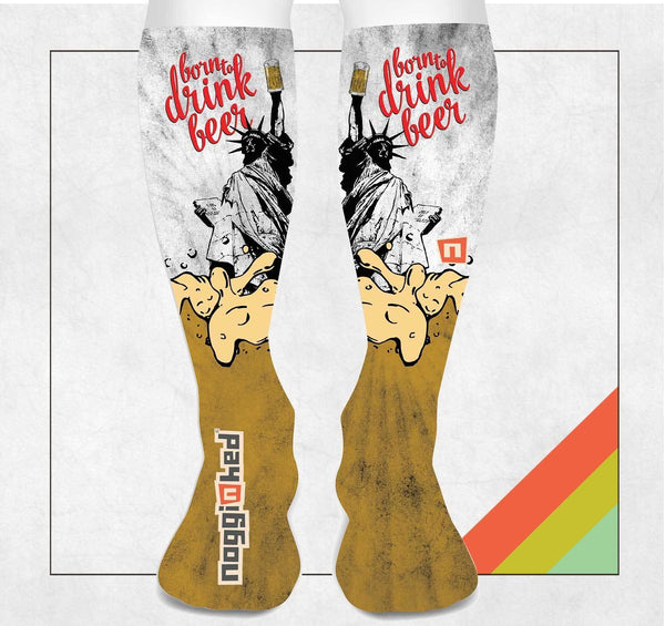 "BORN TO DRINK BEER " Knee Socks - HOT DEAL🔥 - NOGGINHED